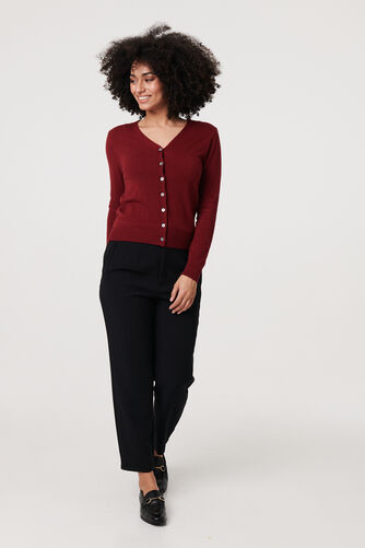 Izabel London – Cropped Button-Up Slim Knit Cardigan